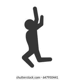 pictogram man jumping up concept