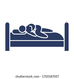 pictogram man lying on bed icon over white background, line style, vector illustration