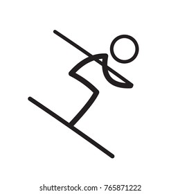 pictogram man skiing, skier doing winter sports, isolated stick figure icon