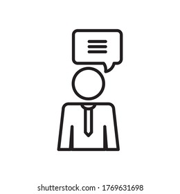 pictogram man with speech bubble icon over white background, line style, vector illustration