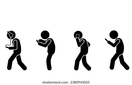 pictogram man using smartphone icon over white background, silhouette style, vector illustration
