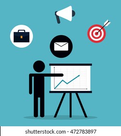 pictogram megaphone target envelope suitcase teamwork support collaborative unity icon. flat design. Vector illustration