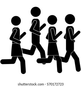 pictogram men jogging in marathon