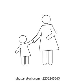 
Pictogram: Mother hand in hand with small child