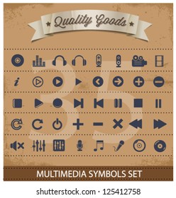 pictogram multimedia symbols big set isolated