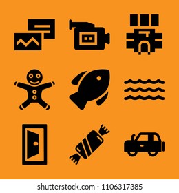 pictogram, office, aged, decorated, decor and network icon vector set. Flat vector design with filled icons. Designed for web and software interfaces