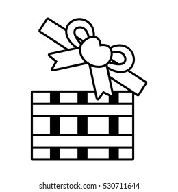 pictogram open gift box bow heart design vector illustration eps 10