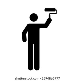 Pictogram of a Painter with paint roller icon illustration