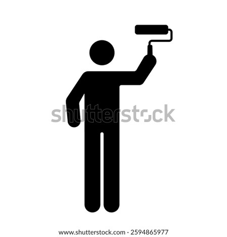Pictogram of a Painter with paint roller icon illustration