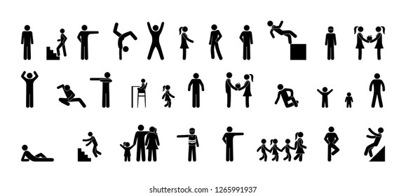 Pictogram People Diverse Set Family Stick Stock Vector (Royalty Free ...