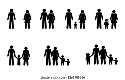 Pictogram People Diverse Set Family Stick Figure Man Icons