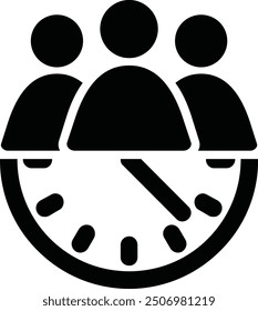 pictogram people on half clock over white background, silhouette style, vector illustration