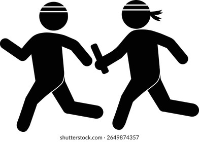 Pictogram of people passing the baton in a relay race