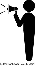 Pictogram of a person calling with a megaphone