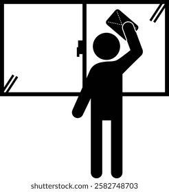 Pictogram of a person cleaning windows