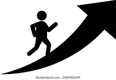 Pictogram of a person climbing an upward arrow