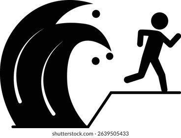 Pictogram of a person evacuating from a tsunami
