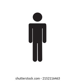 A pictogram of a person, a figure of a standing person isolated on a white background, a sign, a sketch
