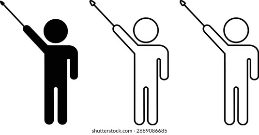 Pictograma de uma pessoa que dá uma explicação utilizando um indicador