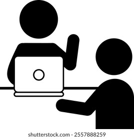 Pictogram of a person having a meeting using a computer