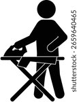 Pictogram of a person ironing