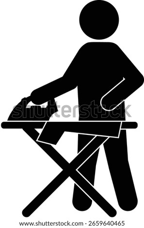 Pictogram of a person ironing