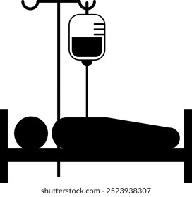 Pictogram of a person lying down and receiving an IV drip