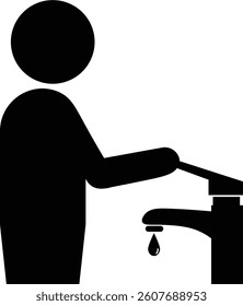 Pictogram of a person opening and closing a water faucet