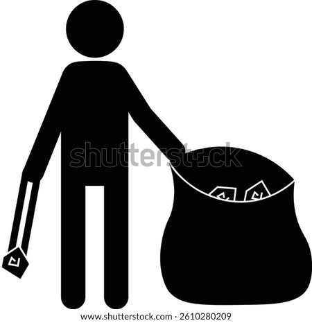 Pictogram of a person picking up trash