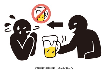 Pictogram of a person prohibited from alcohol harassment