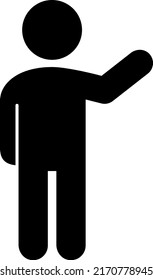 Pictogram of a person raising one hand.