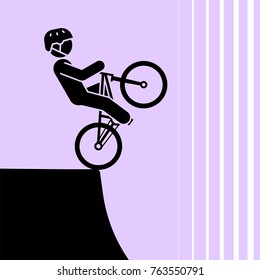 Pictogram of a person riding bike on ramp
Extreme cycling. vector illustration.
