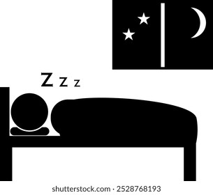 Pictogram of a person sleeping at night