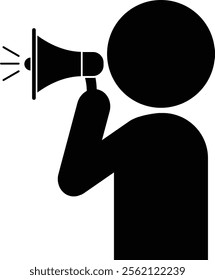 Pictogram of a person speaking through a speaker