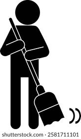 Pictogram of a person sweeping with a broom