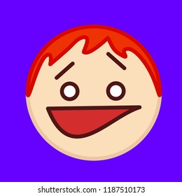 Pictogram With Person That Got Caught Doing Smth Wrong & Biting Lip With Smirking Facial Expression And Raised Brows, Simple Colored Emoticon, Circle Shaped Vector Emoji In Color