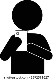 Pictogram of a person touching a smartphone