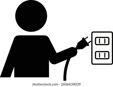 Pictogram of a person unplugging plugging into an outlet