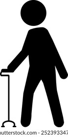 Pictogram of a person walking slowly with a stick