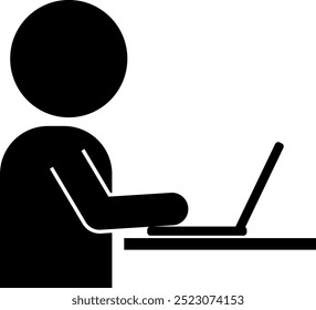 Pictogram of a person working on a computer