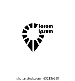 Pictogram pin or pointer icon. Black icon on white background.