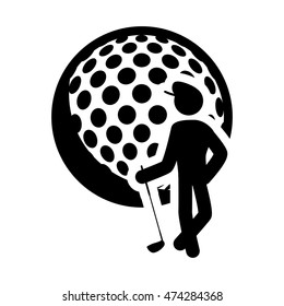 pictogram player club ball golf sport silhouette icon. Flat and Isolated design. Vector illustration