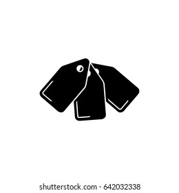 Pictogram price tag or label icon. Black icon on white background.