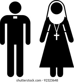 Pictogram of a priest and a nun