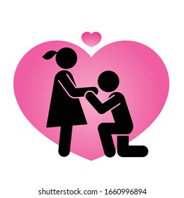 Pictogram representing a couple in love. A sign and symbol of romantic kisses and Valentines.