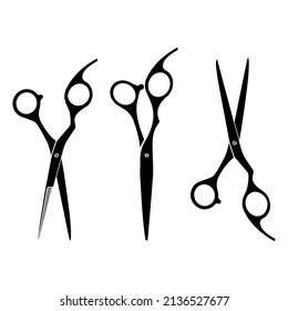 Pictogram scissors. Scissor icon. Silhouette black scissors isolated on white background. Symbol barber. Simple open scissor for design of hairdresser, etc. Cut line paper. Outline sign. Vector