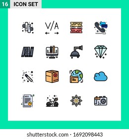 Conjunto pictograma de 16 líneas militares llenas de color plano simple; bot; dimm; autónomo; llamar a elementos editables de diseño de vectores creativos