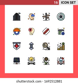 Pictogram Set of 16 Simple Flat Color Filled Lines of packing; graph; navigation; delivery; trip Editable Creative Vector Design Elements