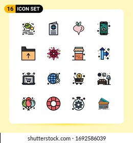 Pictogram Set of 16 Simple Flat Color Filled Lines of folder; storage; travel; google; app Editable Creative Vector Design Elements