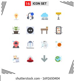 Pictogram Set of 16 Simple Flat Colors of herb; light; world; construction; internet Editable Pack of Creative Vector Design Elements